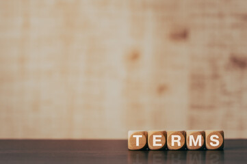 There is wood cube with the word TERMS. It is as an eye-catching image.
