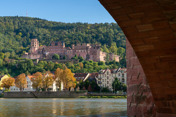 Heidelberg Castle from under the Karl Theodor Bridge.A view of Heidelberg Castle above the old town from under the Karl Theodor Bridge. Heidelberg, Germany.
