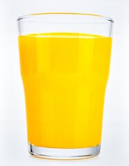 Yellow Mango Juice in Glass Isolated on White Background for Tropical Beverage Object and Fresh Fruit Drink Concept