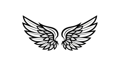 Fototapeta premium Stylized black and white wing illustration with intricate feather details conveying freedom and