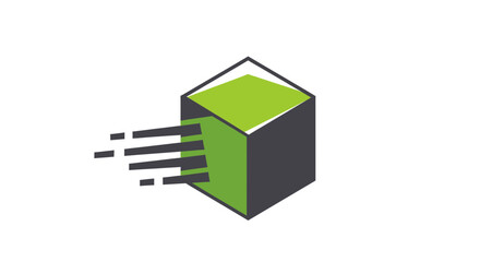 Obraz premium Abstract Geometric Logo Depicting Speed and Efficiency with a Modern Green and Gray Design