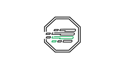 Abstract Geometric Logo Design Showcasing Speed, Efficiency, and Modernity in a Circle Shape