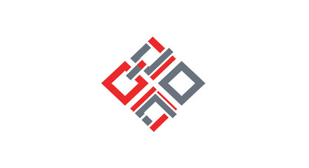 Obraz premium Abstract Geometric Logo Design with Red and Gray Squares on a Clean White Background