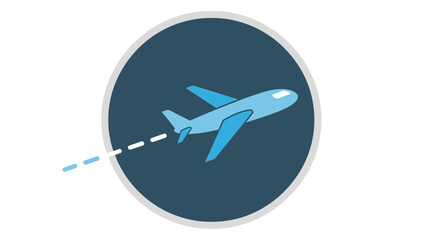 Simplified Illustration of an Airplane in Flight with Trajectory Path in a Circular Frame