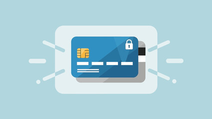 Secure Digital Banking Credit Card Illustration Emphasizing Data Security and Protection