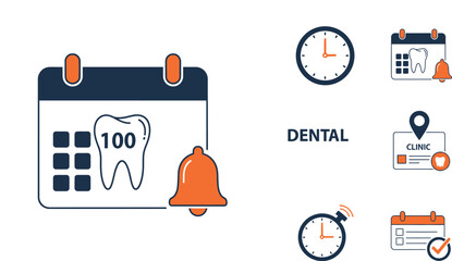 Dental Appointment Icons Representing Discipline and Energy in a Clinical Environment from a Front View