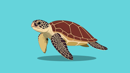 Stylized sea turtle illustration with detailed shell and flippers on bright background © Anisah