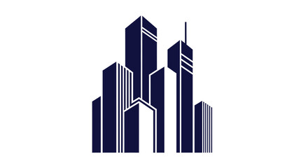 Fototapeta premium Abstract Geometric Silhouette Depicting Urban Architecture and Skyline Composition Design