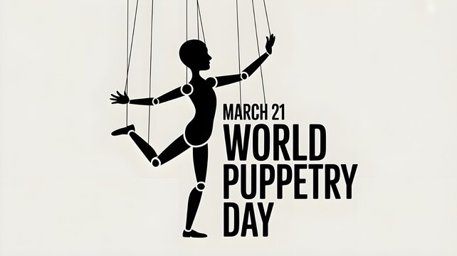 Vector illustration of world puppetry day design background. Puppet icon. Poster or banner.