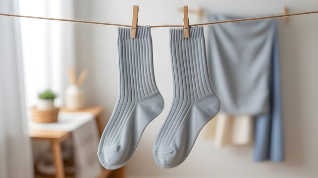 A lone sock on laundry day a mystery unfolds. Concept Laundry Mishaps, Missing Sock Mystery, Laundry Day Troubles, Lost and Found, Sock Saga