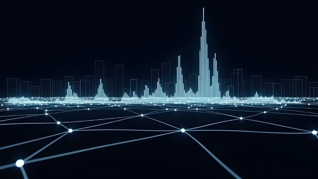 digital sound wave visualization representing audio data analysis and signal processing technology - Powered by Adobe