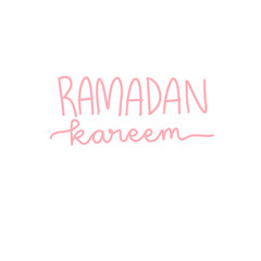 Fototapeta premium Ramadan Kareem Quote – Hand Lettered Pink Script Islamic Typography