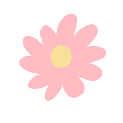 Hand Drawn Pink Flower &ndash; Pastel Doodle Floral Illustration on Black Background