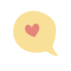 Hand Drawn Love Speech Bubble &ndash; Pastel Heart Chat Icon Illustration on Black Background