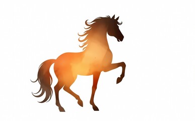 A silhouetted, backlighting illustration of a horse, zodiac sign, New Year's card, Year of the Horse, 2026.