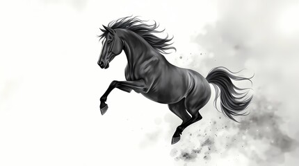 Illustration of a black horse on a white background.