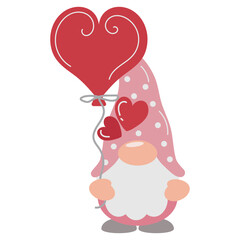 Valentine gnome vector cartoon illustration