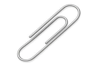 Silver paperclip on a transparent background, holding documents together for office organization and attachment
