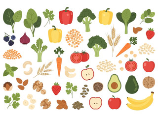 Healthy Vegan Food Fresh Produce, Nuts, and Seeds for a Balanced Diet