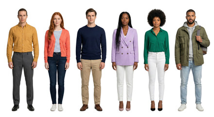 Diverse group of people standing together, showcasing individuality and unity