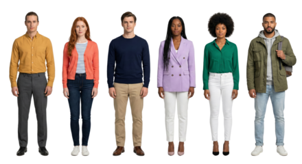 Diverse group of people standing together, showcasing individuality and unity