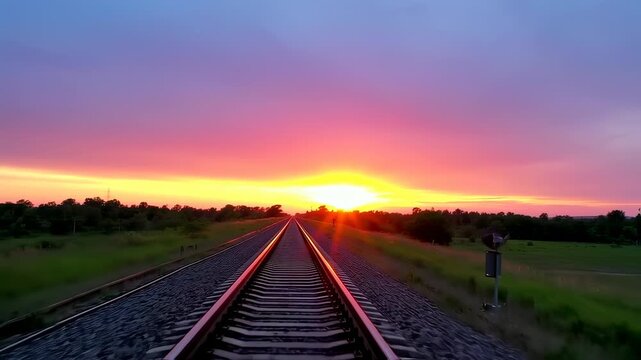Chasing the Sunset: A Scenic Railroad Journey into the Horizon's Radiant Colors