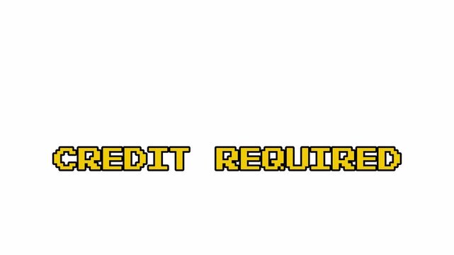 CREDIT REQUIRED Flashing Yellow Text Pixel 8 Bit Retro Game Style Motion Graphic Animation Loop 4k video animation seamless loop