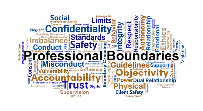 Professional Boundaries Word Cloud. Core Concepts on Ethics, Trust, and Safe Professional Practice