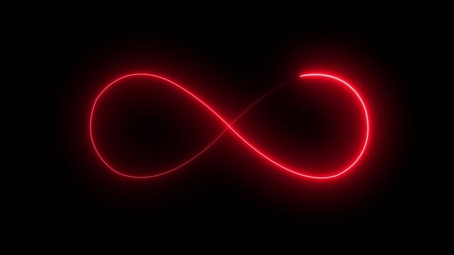glowing neon blue infinity symbol icon with a clean line design on a dark background. Represents infinity, endless loop, continuity, eternity, balance, and unlimited potential in a modern futuristic