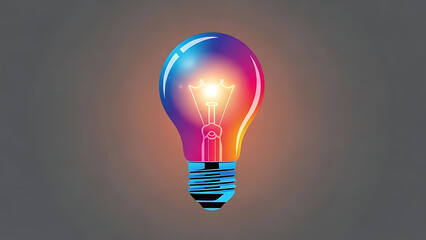 Vibrant colorful light bulb glowing brightly on dark background with radiant effect, symbolizing creativity and innovation with idea and inspiration