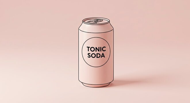 Minimalist Pink Tonic Soda Can Illustration