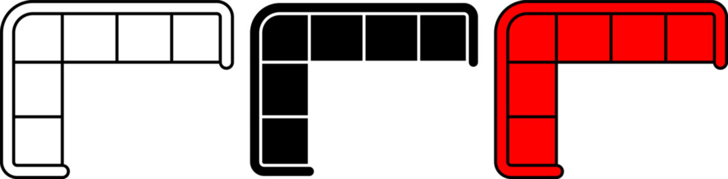 Top View Corner Sofa Icon Set