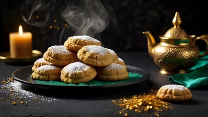 Eid Cookies with Candles and Teapot