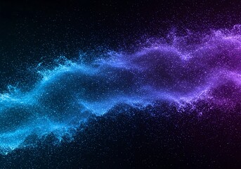 Abstract background showing a massive field of flowing blue and violet energy particles, illuminated and deep with ample copy space for design, luminous, empty, dimension