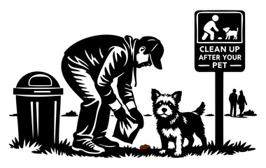 Cleaning Up After Your Dog, Responsible Pet Ownership Illustration