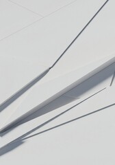 An abstract white surface featuring extreme digital distortion, manifesting as sharp, fractured geometric planes and rippling abstract shadows, wallpaper, modern, technology
