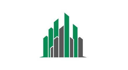 Fototapeta premium Abstract Graphic Representing Urban Growth In Green And Grey In Minimalist Style