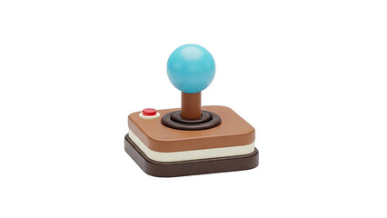 Retro Arcade Joystick with Blue Ball Top and Red Button