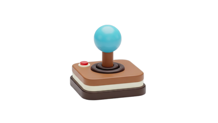 Retro Arcade Joystick with Blue Ball Top and Red Button
