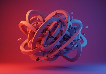 Chaotic blend of angular and curved forms creating a dynamic sense of breakdown and complexity, illustrating confusion, modern, abstract art, breakdown