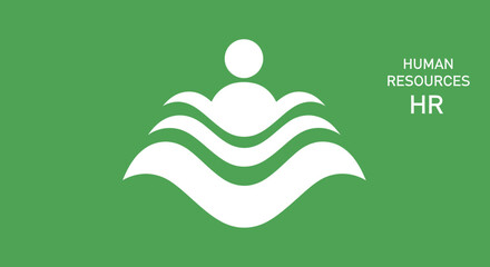 Abstract Human Resources Logo on Vibrant Green Background Representing Company Values