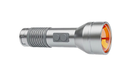 Silver Flashlight with Amber Lens and Dual Buttons