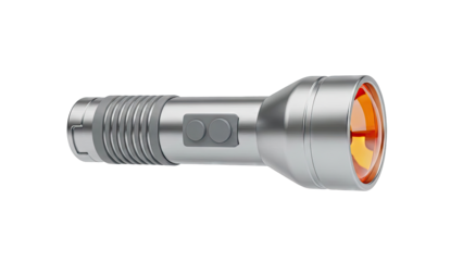 Silver Flashlight with Amber Lens and Dual Buttons