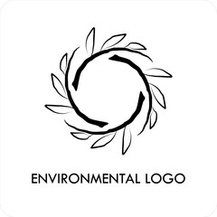 AbstracNatural Organic Wreath Icon for Environmental Identityt Green Leaf Circle Logo for Eco-Friendly Brand, 