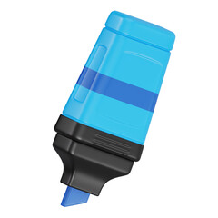 Blue Highlighter Marker Pen for Office and Education Stationery 3D Illustration