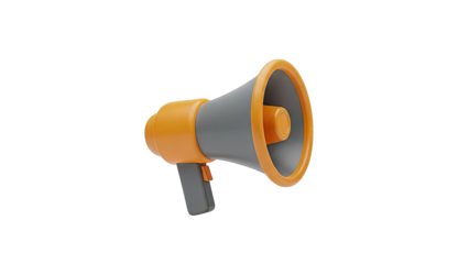 3D Rendered Orange and Grey Megaphone