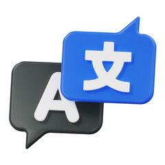 Speech Bubbles with Text Icons Representing Language Translation and Communication 3D Icon