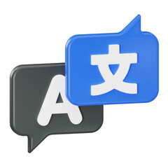 Speech Bubbles with Text Icons Representing Language Translation and Communication 3D Icon
