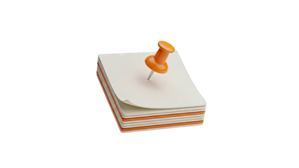 Stack of Notes Pinned with Orange Pushpin