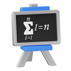 Classroom Blackboard on Easel with Sigma Math Formula 3D Illustration